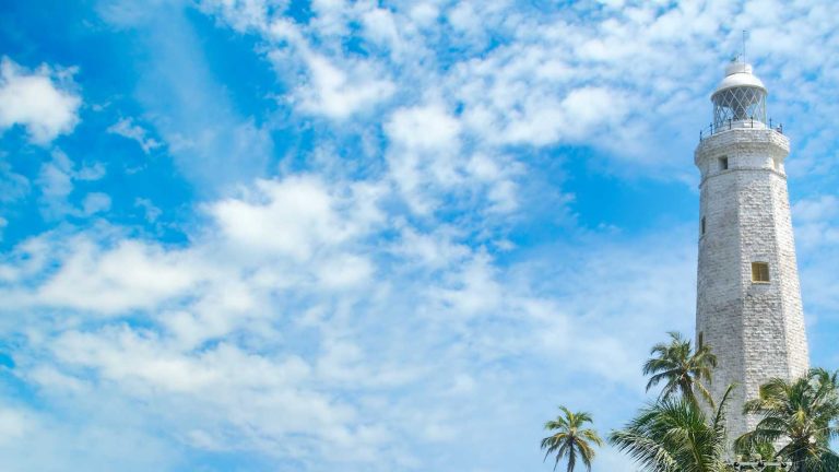 Dondra Head Lighthouse, Blue sky, Sri Lanka, Ruhuna province, Tea growing region