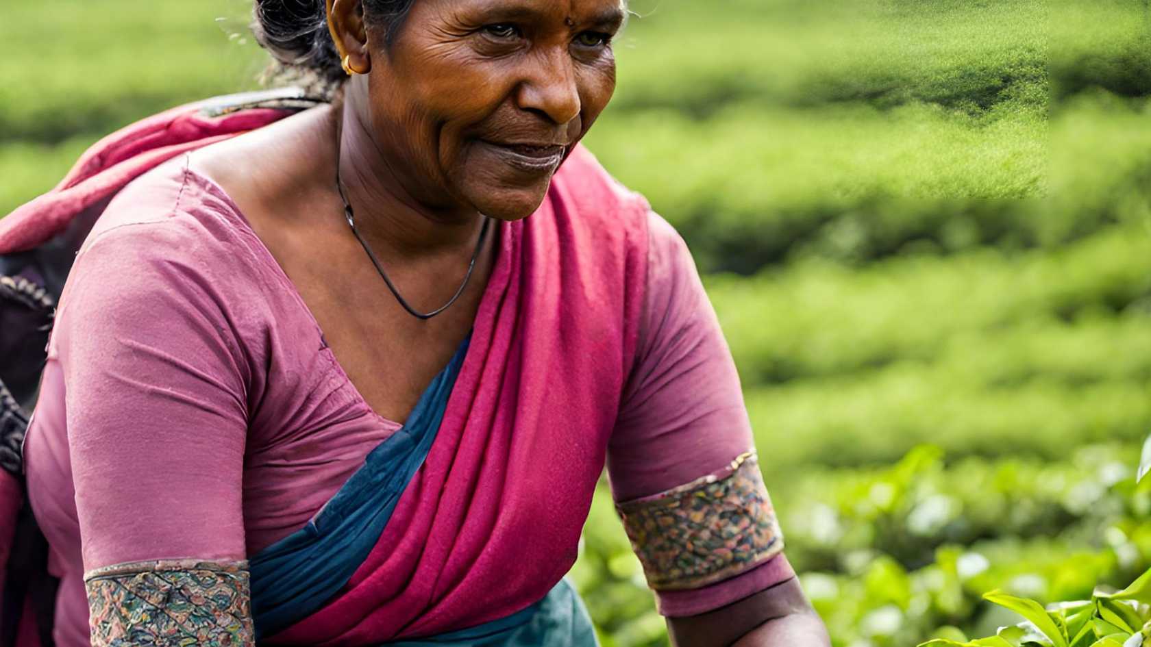 sri lankan worker plucking tea leaves from ceylon tea estates