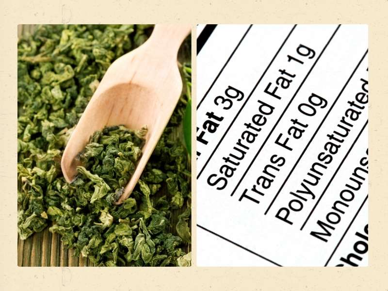 nutrition fact label of ceylon green tea